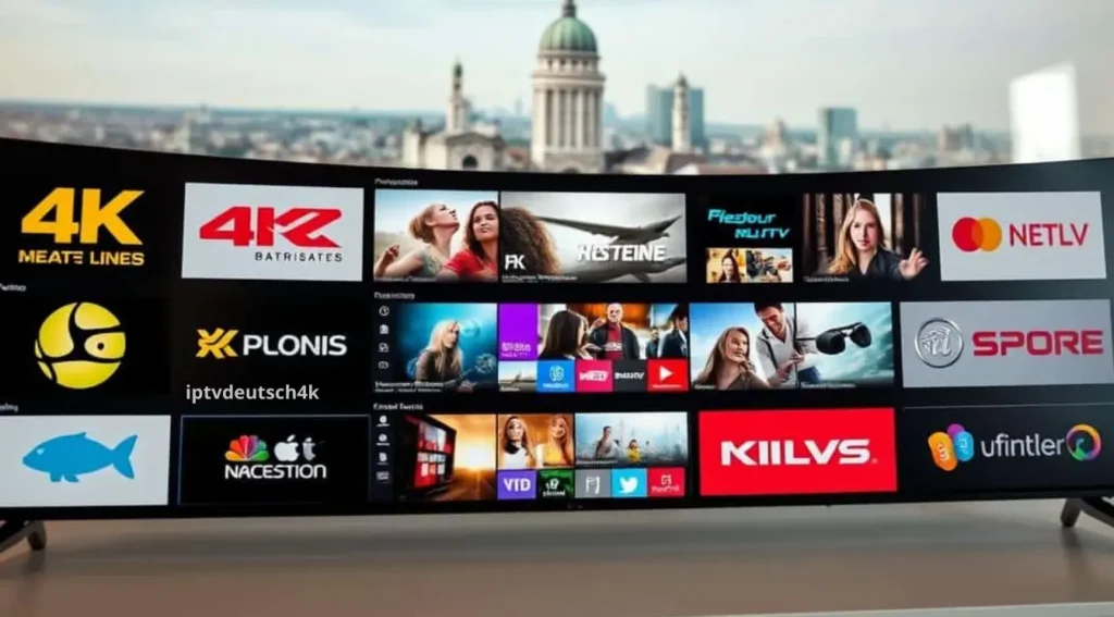 Darstellung vieler Live-TV-Kanäle in einer modernen 4K IPTV-Oberfläche