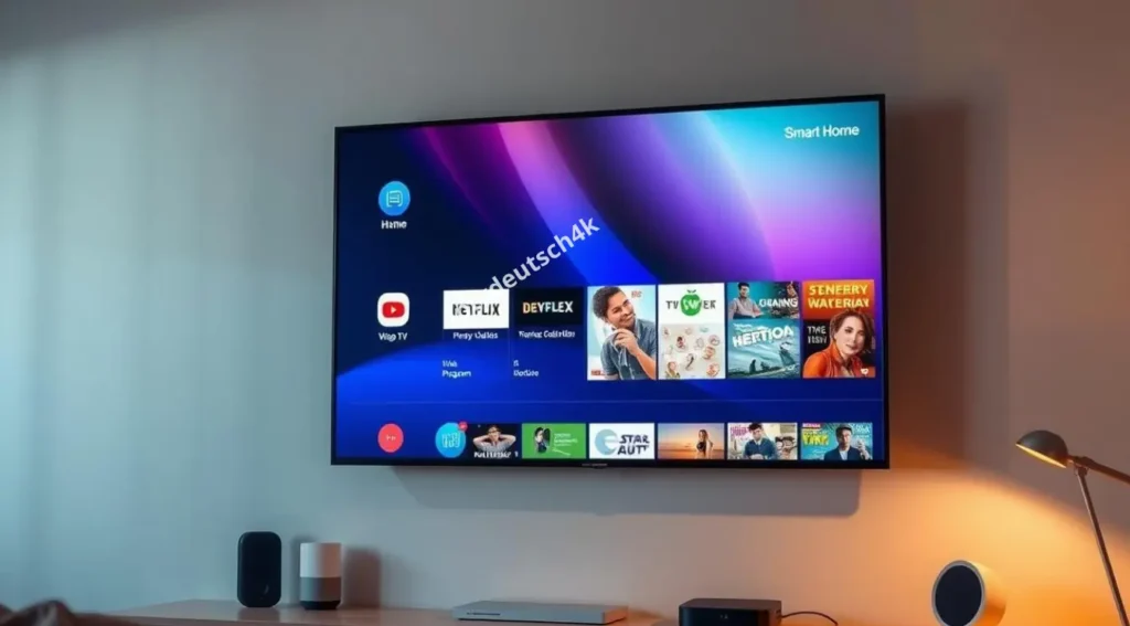 IPTV Programme als elektronische Senderübersicht auf einem Smart-TV, mit Live-TV, Filmen und Serien in einer strukturierten M3U Playlist mit uns.