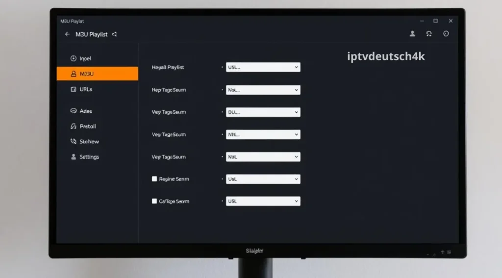 German iptv Playlist (M3U-Datei) auf Android-Smartphone angezeigt – strukturierte Senderübersicht mit HD-Streams