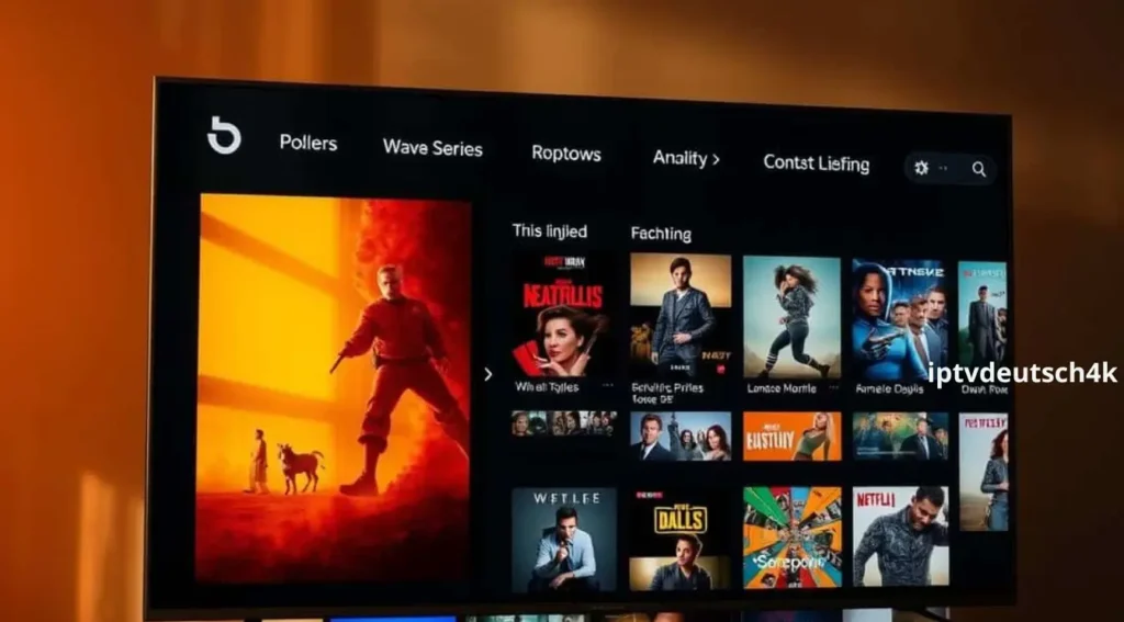 Beste IPTV App für Android TV mit verschiedenen Filmen und IPTV-Inhalten in der App dargestellt mit iptvdeutsch4k und beste preise