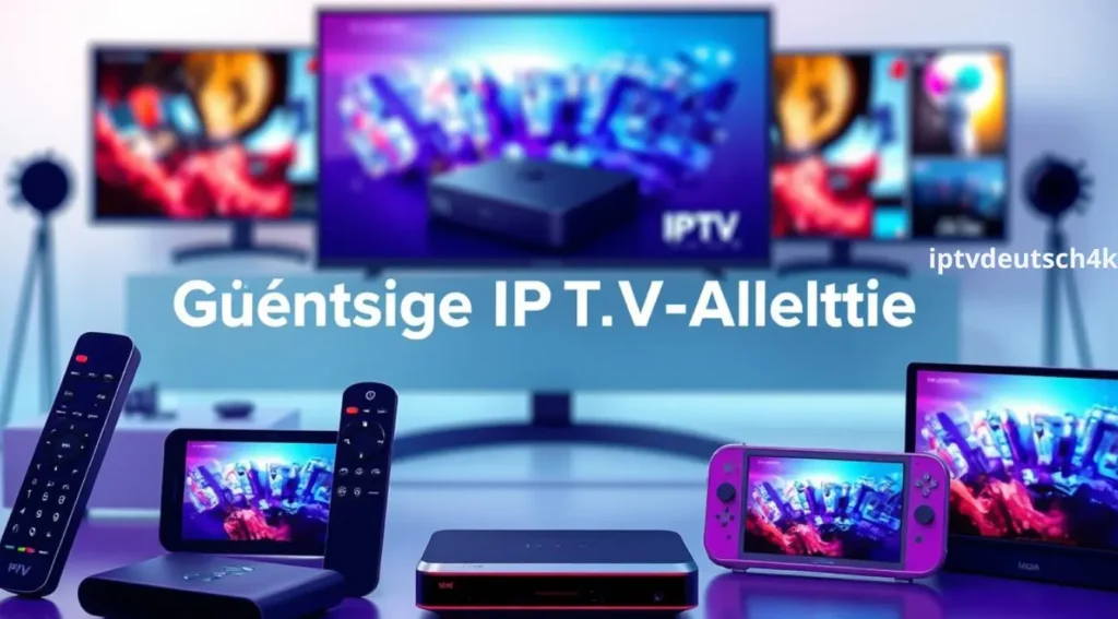 IPTV kaufen billig mit iptvdeutsch4k – Abbildung von modernen Streaming-Geräten für günstiges Fernsehen in bester Qualität mit beste preise.
