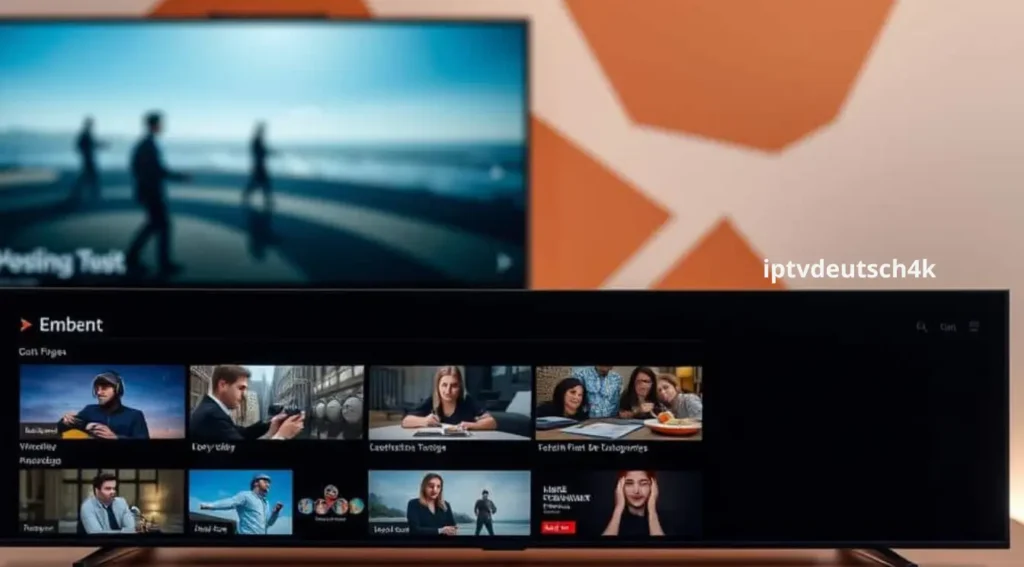 IPTV Oberfläche auf Smart-TV – strukturierte IPTV Liste deutscher Sender für Serien, Filme und Nachrichten mit iptvdeutsch4k.