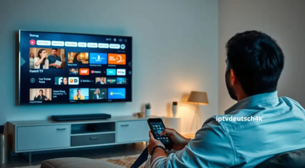 Kodi IPTV Addon mit aktivierter Senderliste für Live-Streaming und Mediathek auf einem Heimkino-Setup