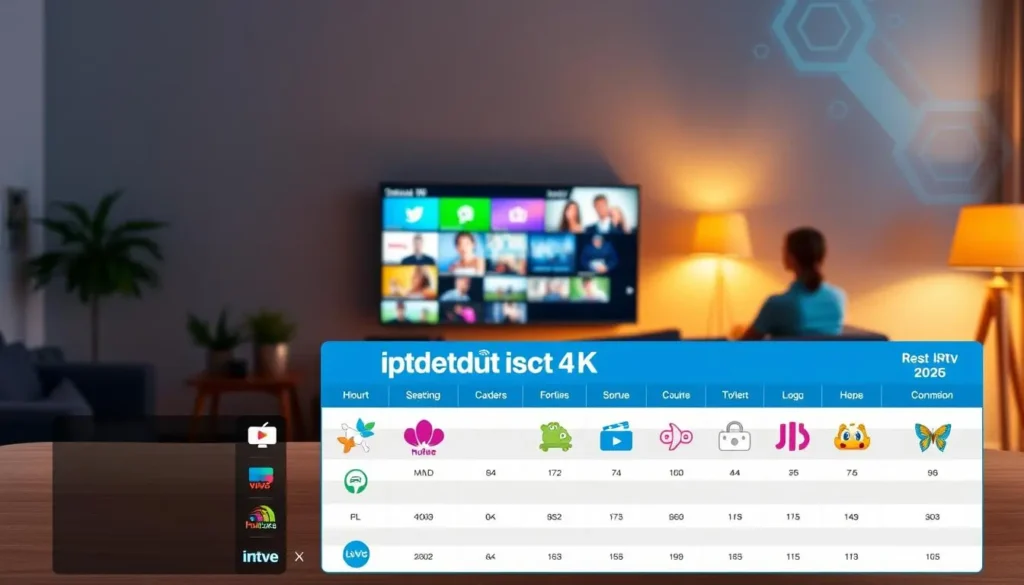 Senderliste für IPTV mit zahlreichen TV-Kanälen auf Smart-TV-Oberfläche