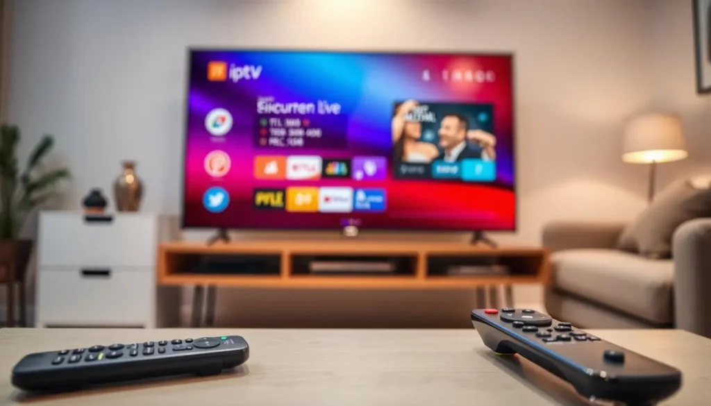 Smart TV mit IPTV Oberfläche und stabiler Navigation im Wohnzimmer